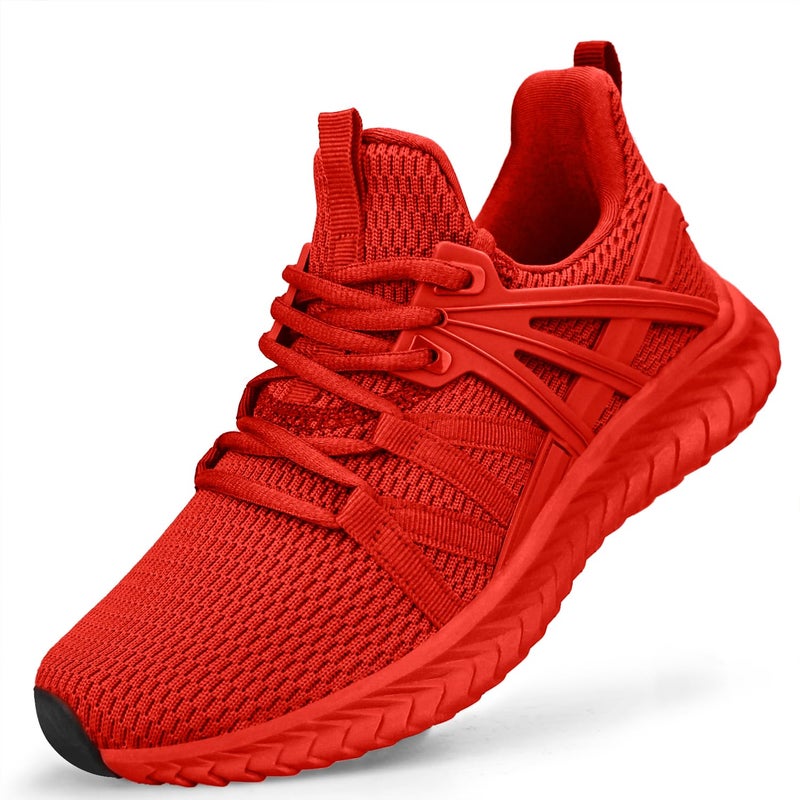 Abboos Womens Athletic Walking Shoes - Memory Foam Lightweight Tennis Shoes Sports Gym Shoe Slip On Running Sneakers Red Size 5.5 - Image 1