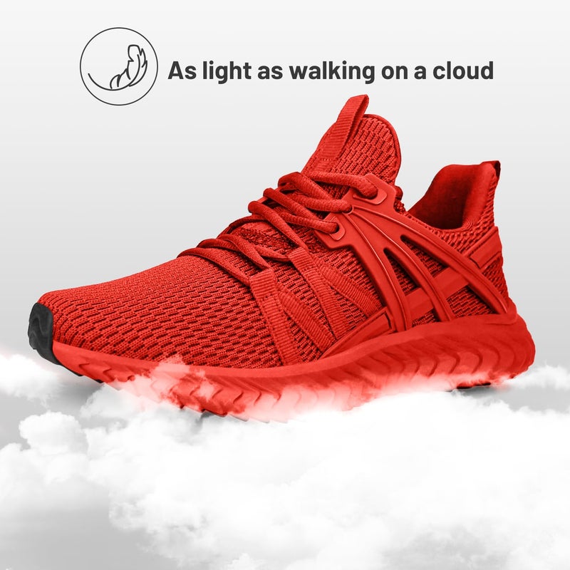 Abboos Womens Athletic Walking Shoes - Memory Foam Lightweight Tennis Shoes Sports Gym Shoe Slip On Running Sneakers Red Size 5.5 - Image 4