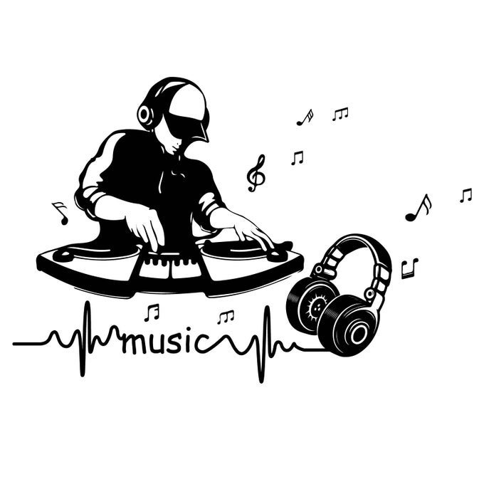 PUNK DJ WALL STICKER REMOVABLE VINYL BLACK WALL STICKERS FOR BEDROOM PLAYROOM MUSIC STUDIO CAR WINDOW DECORATION COOL BEATING NOTE STICKER