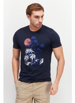 Tailored Recreation Men Crew Neck Short Sleeve Graphic Print T-Shirt, Navy  - Image 1
