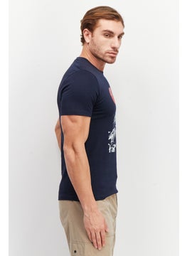 Tailored Recreation Men Crew Neck Short Sleeve Graphic Print T-Shirt, Navy  - Image 3