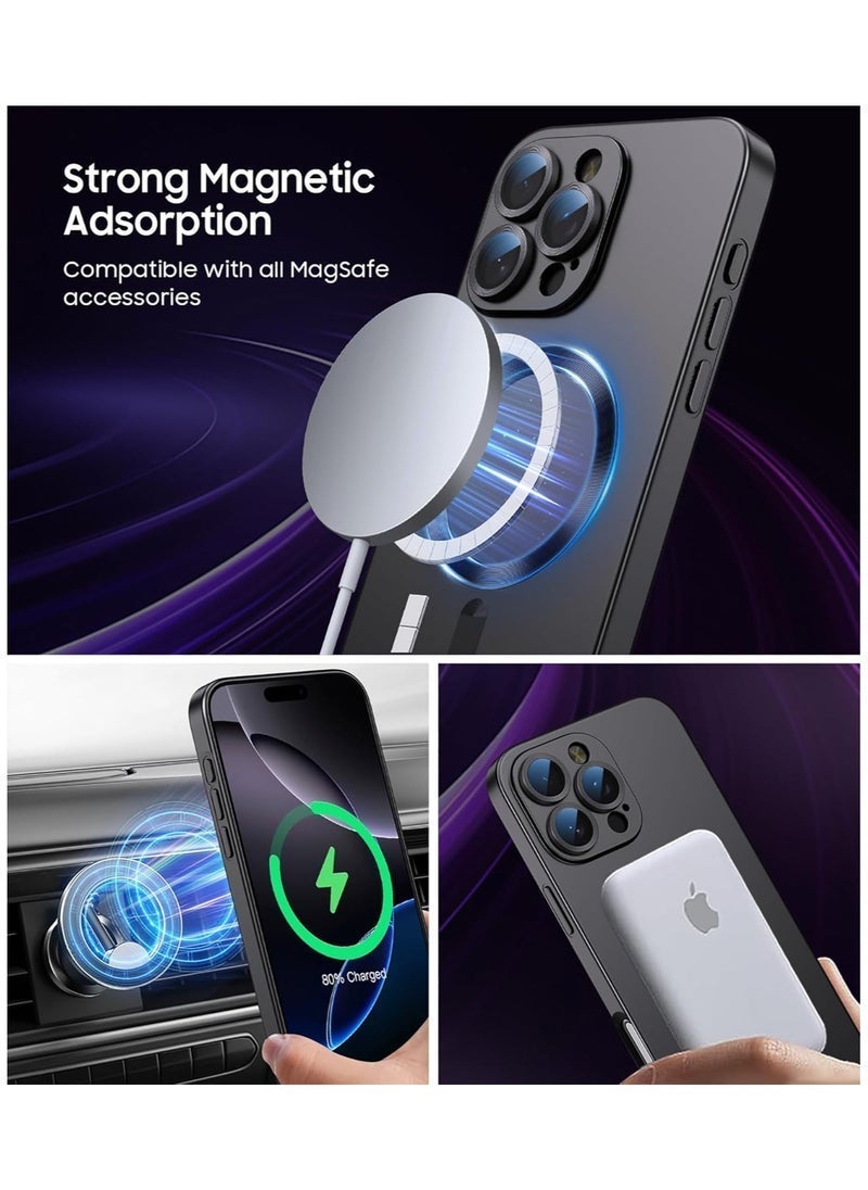 Raxoom Magnetic iPhone 16 Plus Case with MagSafe â€“ Never Yellowing, Grade Drop Protection, Full Camera Lens Protector, Soft Clear Phone Case for Women and Girls (6.9 inch) Black â€“ Shockproof, Anti-Scratch, Stylish & Durable, Compatible with Wireless Charging - Image 2
