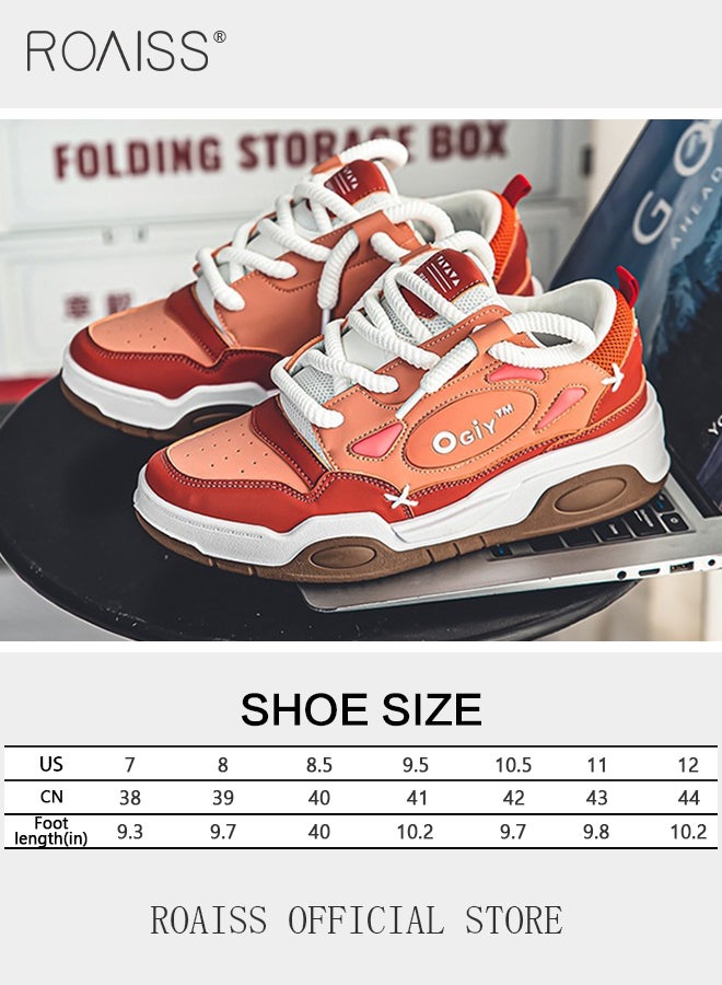 رويس حذاء رياضي رجالي برباط مريح، قابل للتهوية، ذو نعل سميك، غير قابل للانزلاق، مقاوم للتآكل، حذاء كاجوال خفيف الوزن مناسب للجري وكرة السلة، أحمر - Image 3