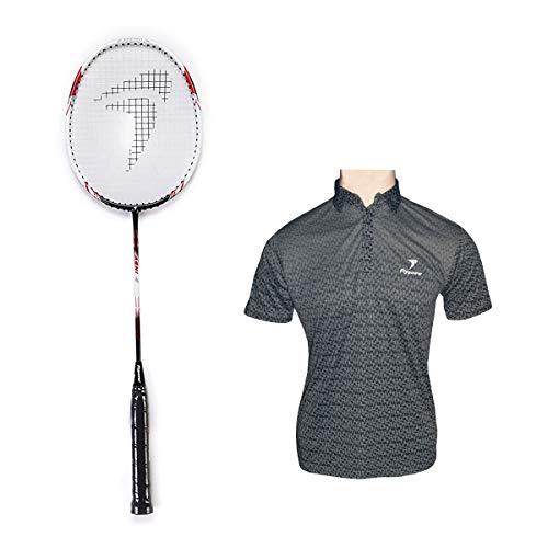 FLYPOWER Badminton Racket Composite Material Agni 4 With T-Shirt Nias Black Size M - Image 1
