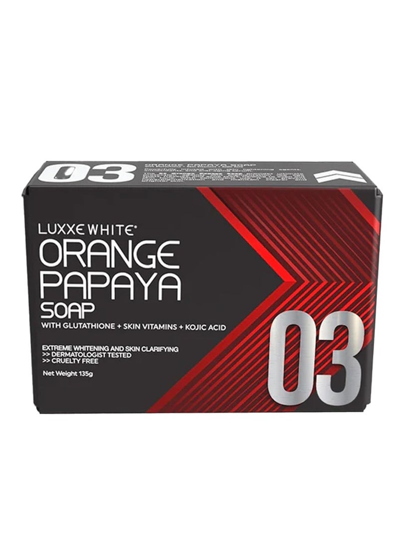 لوكسي وايت صابون رقم 03 بالبرتقال والبابايا مع الجلوتاثيون وفيتامينات البشرة وحمض الكوجيك 135 جرام