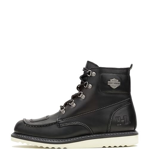 HARLEY DAVIDSON HarleyDavidson Mens Hagerman Leather Motorcycle Wedge Boot Black 8 - Image 3