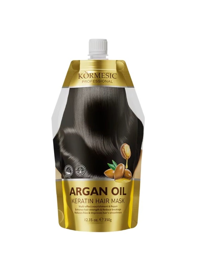Kormesic 350g Argan Oil Keratin Hair Mask Smoothing and Nourishing Argan Oil Keratin Multi Repair Hair Mask Deep Repair And Moisturizing Damaged Frizzy Botox Keratin Hair Mask Conditioner Mask - Image 1