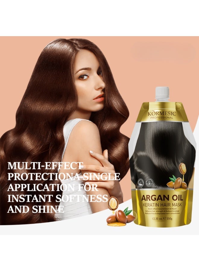 Kormesic 350g Argan Oil Keratin Hair Mask Smoothing and Nourishing Argan Oil Keratin Multi Repair Hair Mask Deep Repair And Moisturizing Damaged Frizzy Botox Keratin Hair Mask Conditioner Mask - Image 2