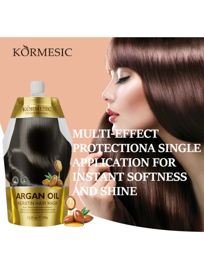 Kormesic 350g Argan Oil Keratin Hair Mask Smoothing and Nourishing Argan Oil Keratin Multi Repair Hair Mask Deep Repair And Moisturizing Damaged Frizzy Botox Keratin Hair Mask Conditioner Mask - Image 4