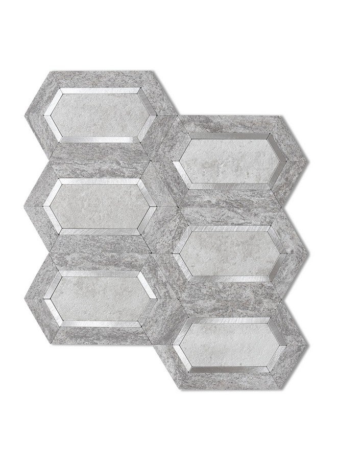 Benice BeNice Long Hexagon Peel and Stick Tile Backspalsh for Kitchen,Camper Self Adhesive Bathroom Wall Tiles for Shower Waterproof (Gray Mix,10PCS)  - Image 1