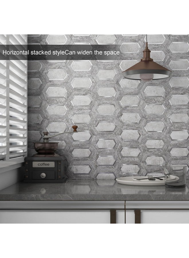 Benice BeNice Long Hexagon Peel and Stick Tile Backspalsh for Kitchen,Camper Self Adhesive Bathroom Wall Tiles for Shower Waterproof (Gray Mix,10PCS)  - Image 4
