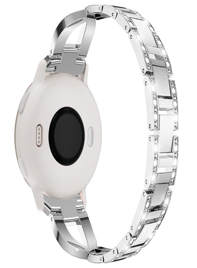 Sankel Compatible for Garmin Vivoactive 6/Vivoactive 5/3/3 Music Band, 20mm Metal Bling Jewelry Rhinestone Strap Wristband for Venu Sq 2/Venu 2 Plus/Approach S50/Forerunner 158/165/245/570 42mm (Silver) - Image 2