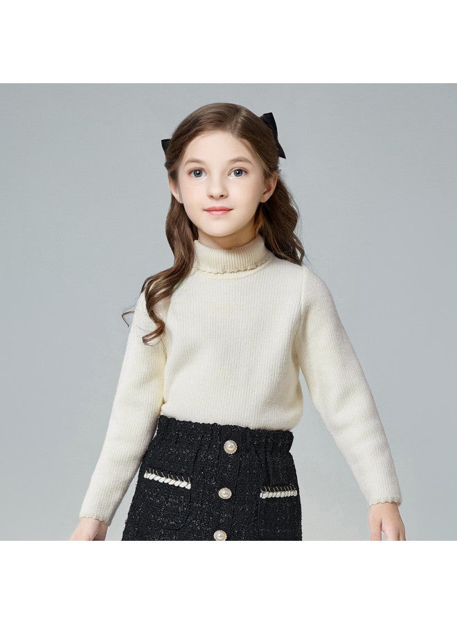 DEESHA 【counter Collection Basic High-neck Knitted Sweater】ملابس البنات للخريف والشتاء، ملابس الشتاء للأطفال المتوسطة والكبيرة، سترة الأطفال - Image 4