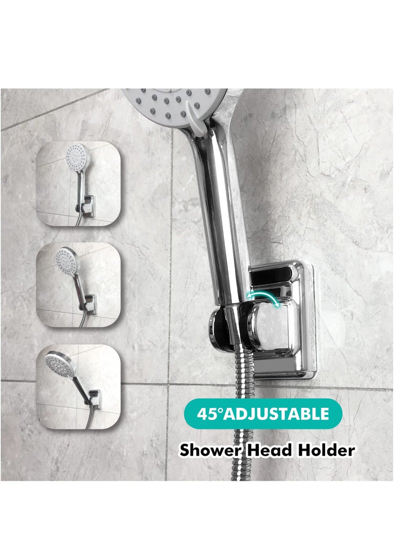 Excefore Self Adhesive Shower Head Holder, 2 Pcs Abs Showerhead Bracket Adjustable Shower Spray Holder Wall Mount Shower Wand Holder Drilling, No Drilling, Silver  - Image 4