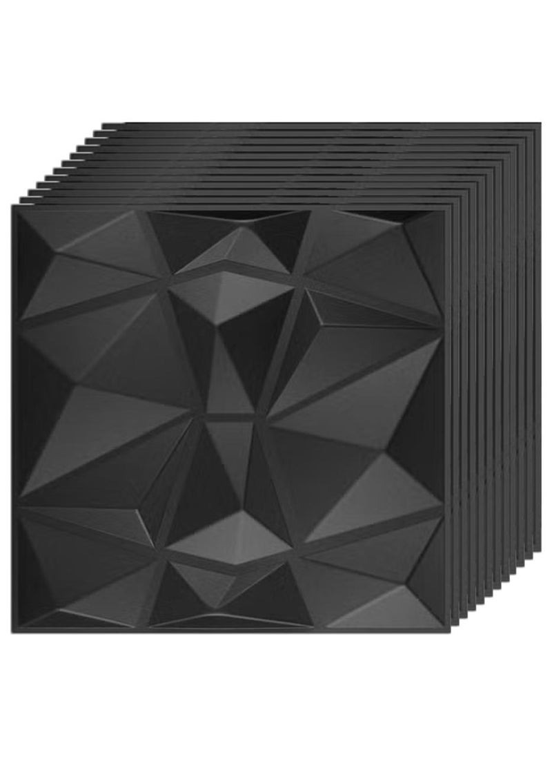 EzzySo 12 قطعة لوحة حائط ثلاثية الأبعاد من مادة PVC ثلاثية الأبعاد بتصميم ماسي غطاء حائط مزخرف لغرفة المعيشة وغرفة النوم والمكتب كل منها 30 × 30 سم - Image 1