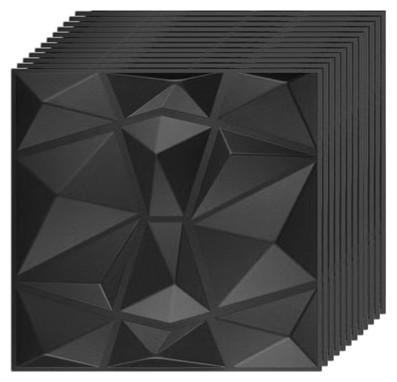 EzzySo 12 قطعة لوحة حائط ثلاثية الأبعاد من مادة PVC ثلاثية الأبعاد بتصميم ماسي غطاء حائط مزخرف لغرفة المعيشة وغرفة النوم والمكتب كل منها 30 × 30 سم - Image 1