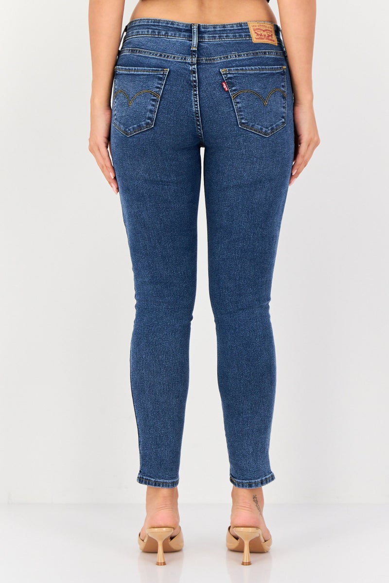 Levi's Women Skinny Fit Washed Stretchable Jeans, Blue - Image 3