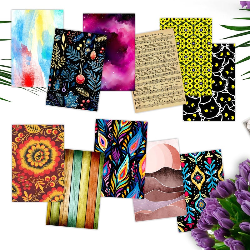 PARTH IMPEX 270 Sheets Scrapbook Paper 4x6 Single-Side - Floral Watercolor Vintage 160gsm Thick Decorative Colored Cardstock for Art Craft Scrapbooking Journaling Supplies Aesthetic Room Decor - Image 5