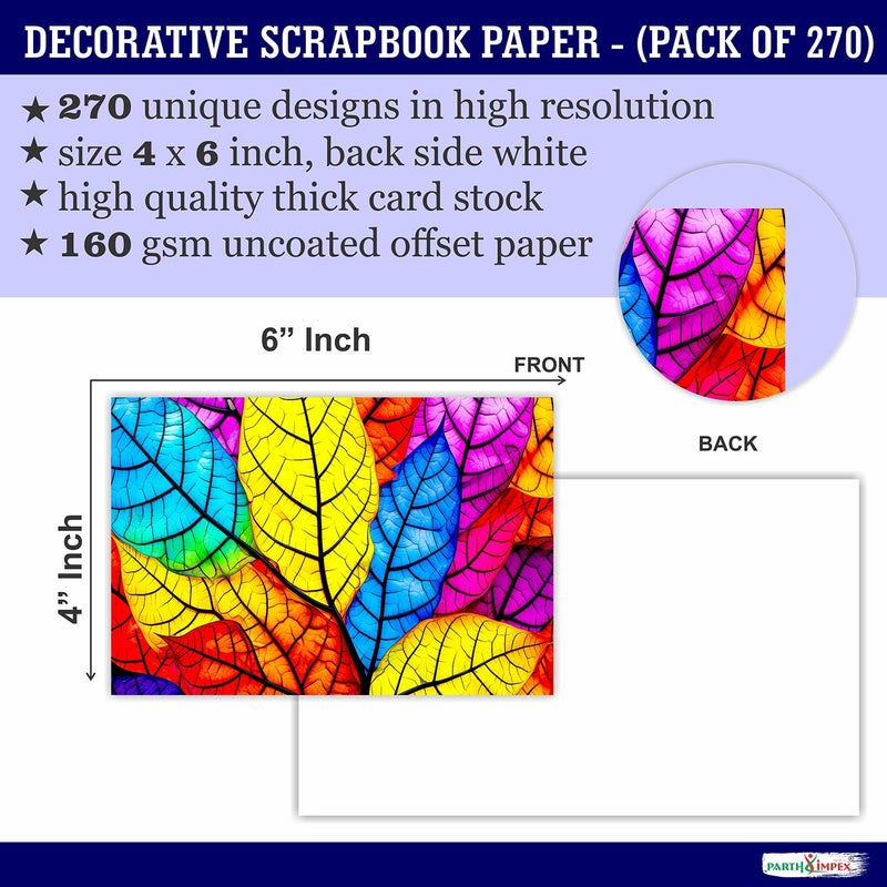 PARTH IMPEX 270 Sheets Scrapbook Paper 4x6 Single-Side - Floral Watercolor Vintage 160gsm Thick Decorative Colored Cardstock for Art Craft Scrapbooking Journaling Supplies Aesthetic Room Decor - Image 2
