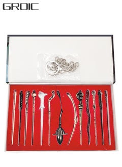 GROIC 13 Pieces Harry Potter Magic Wand Set for Kids Creative Cosplay Stick Costume Decoration Accessories with Keychain Necklace in Gift Box  - Image 1