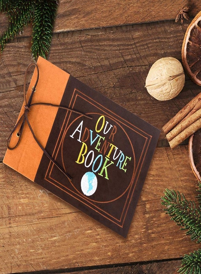 LINKEDWIN Our Adventure Book, Suede Cover Embroidered Scrapbook with Pixar Up Themed Postcards, Wedding and Anniversary Photo Album, Memory Keepsake, 11.6 x 7.5 inches, 80 Pages - Image 4