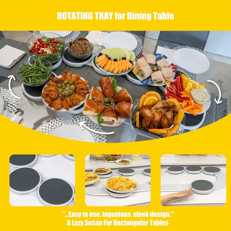 Luteti Luteti Lazy Susan Tabletop Organizer, Tabletop 360° Rotating Serving Tray for Rectangular & Oblong Tables, Turntable Tray Expandable, Reusable Portable, for Kitchen Pantry Cabinet Dining Table  - Image 2