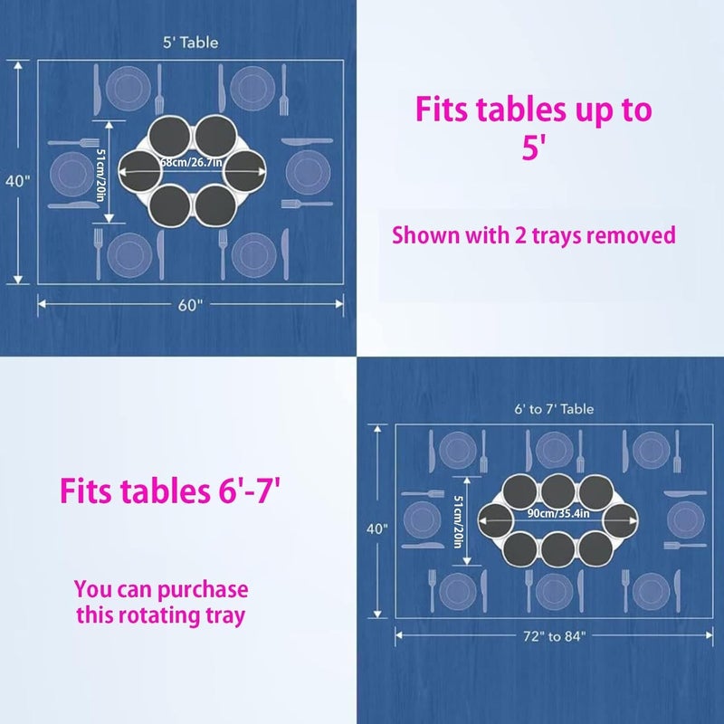 Luteti Luteti Lazy Susan Tabletop Organizer, Tabletop 360° Rotating Serving Tray for Rectangular & Oblong Tables, Turntable Tray Expandable, Reusable Portable, for Kitchen Pantry Cabinet Dining Table  - Image 5