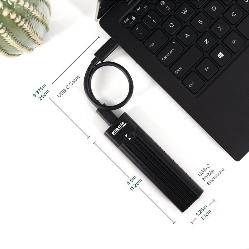 Plugable M.2 NVMe SSD Enclosure; Tool-Free & Driverless, USB 3 Type-C, Including Thunderbolt and USB4, at 10Gbps. for M.2 NVMe SSDs 2230 to 2280 PCIe Gen 3 and 4. USB Cables Included - Image 5