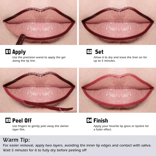 KIMUSE Peel Off Lip Liner Stain, Long Lasting Lip Tint Stain Peel Off, Waterproof, Transfer-Proof, Highly Pigmented Color Peel Off Lip Stain Liner, Matte Finish - Image 2