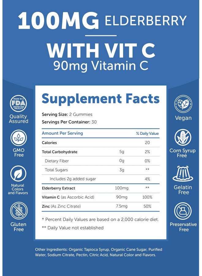 Lunakai USA Made Black Sambucus Elderberry Gummies for Adults & Kids with Vitamin C & Zinc - Immune Support, Antioxidants, Non-GMO, 60 Gummies - Image 5