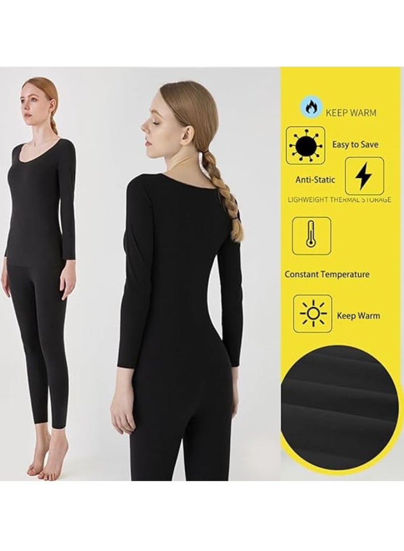 Women Thick Thermal Underwear Set Ladies Long Johns Thermal Set Fleece Lined Premium Soft Thermal Underwear S - Image 2