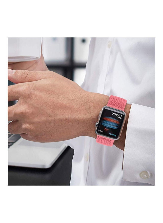 NIBEMINENT Braided Solo Loop Stretchy Fabric Elastic Watch Band Pink - Image 3