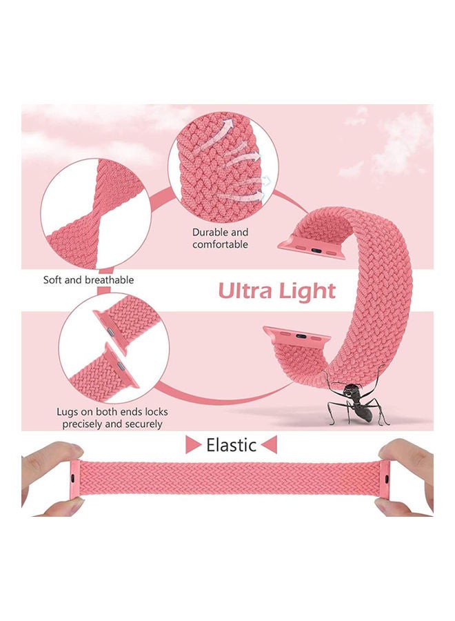 NIBEMINENT Braided Solo Loop Stretchy Fabric Elastic Watch Band Pink - Image 2