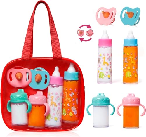 fash n kolor My Sweet Baby Disappearing Doll Feeding Set Baby Care 6 Piece Doll Feeding Set Red - Image 1