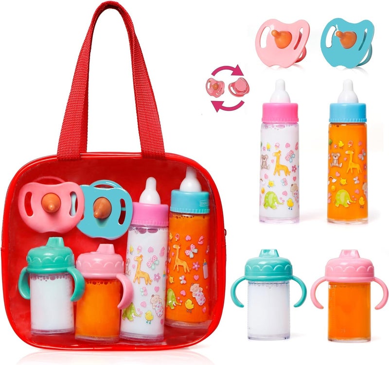 fash n kolor My Sweet Baby Disappearing Doll Feeding Set Baby Care 6 Piece Doll Feeding Set Red - Image 3