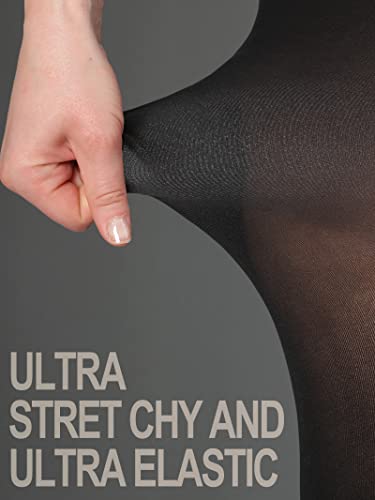HONENNA Queen Plus Size Tights, 20+ Colors Women's Curves Semi Opaque Stockings Nylons Pantyhose 1X 2X 3X 4X 5X 6X, 1-6 Pairs (1 Pair-Black 3X-4X) - Image 5