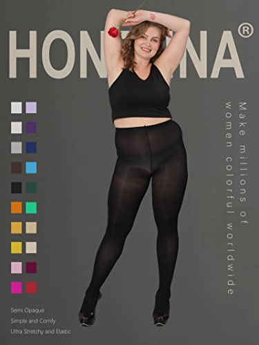 HONENNA Queen Plus Size Tights, 20+ Colors Women's Curves Semi Opaque Stockings Nylons Pantyhose 1X 2X 3X 4X 5X 6X, 1-6 Pairs (1 Pair-Black 3X-4X) - Image 2
