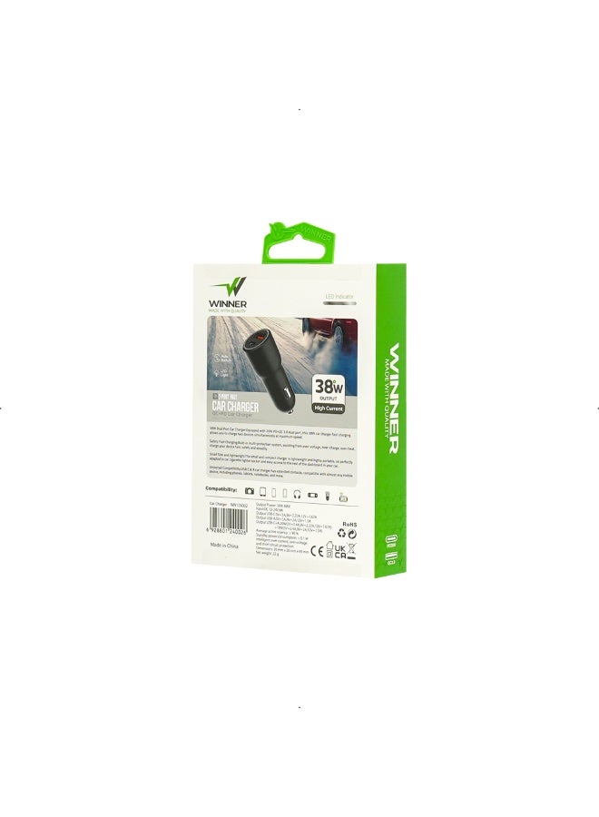 WE WINNER Winner  Car Charger 38 Watts (USB + Type-C) - Image 4