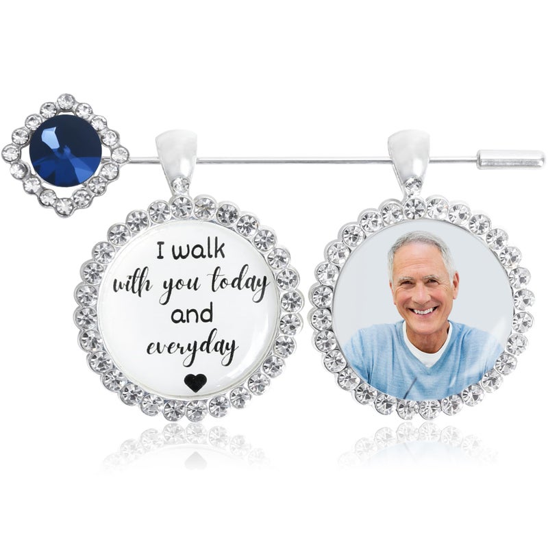 Ohmique Bouquet Charms for Wedding Memory - Something Blue Gift For Bride, Wedding Bouquet Photo Charms Silver, Something Blue Before I Do Bridal Gift DIY Photo Pin Making Kit Bride Daughter Flowers (One photo) - Image 1