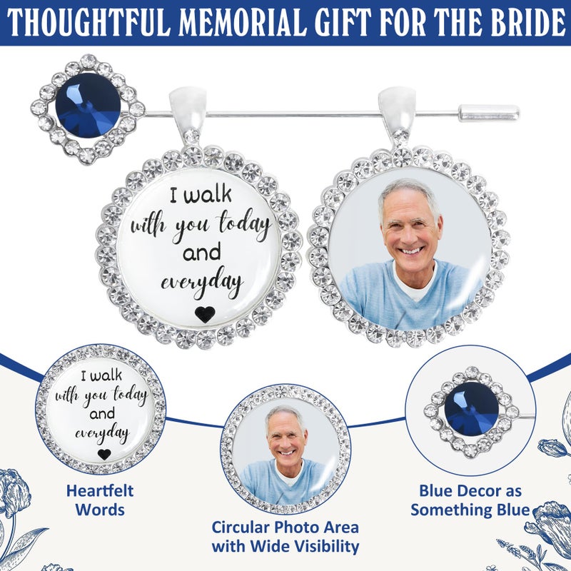 Ohmique Bouquet Charms for Wedding Memory - Something Blue Gift For Bride, Wedding Bouquet Photo Charms Silver, Something Blue Before I Do Bridal Gift DIY Photo Pin Making Kit Bride Daughter Flowers (One photo) - Image 4