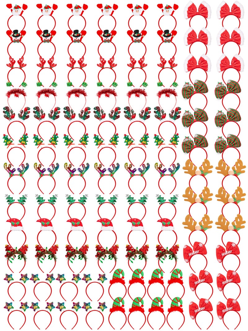 HOVACY 100PCS Christmas Headbands 16 Styles Red Christmas Headband Cute Holiday Bow Tie Hair Bands Felt Elf Hat Santa Hat Headwear for Ugly Sweater Party Supplies Xmas Accessories - Image 3