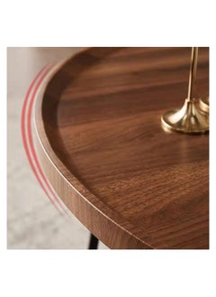 XiuWoo Round Coffee Table with Metal Frame, Modern Wood Raised Edge Table, Durable Easy Assembly Cocktail Table End Table for Living Room Office  - Image 5