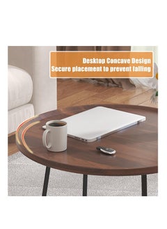 XiuWoo Round Coffee Table with Metal Frame, Modern Wood Raised Edge Table, Durable Easy Assembly Cocktail Table End Table for Living Room Office  - Image 4