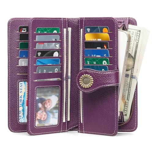 SENDEFN Wallets for Women Leather Credit Card Holder with RFID Blocking Large Capacity Wristlet - Image 2