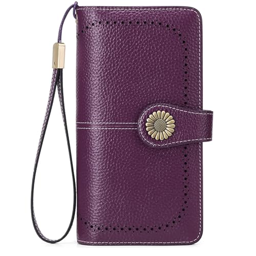 SENDEFN Wallets for Women Leather Credit Card Holder with RFID Blocking Large Capacity Wristlet - Image 1
