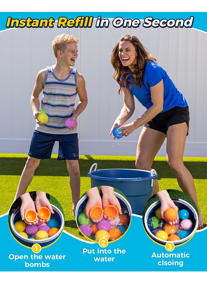 meayul Reusable Water balloons, Pool Beach Toys, Summer Fun Outdoor Activities Water Toys Self Sealing Water Splash Ball  with Mesh Bag for Kids Adults Outside Play, Bath Backyard Swimming Pool Party Supplies (12PCS) - Image 3