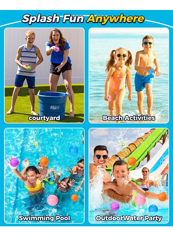 meayul Reusable Water balloons, Pool Beach Toys, Summer Fun Outdoor Activities Water Toys Self Sealing Water Splash Ball  with Mesh Bag for Kids Adults Outside Play, Bath Backyard Swimming Pool Party Supplies (12PCS) - Image 2