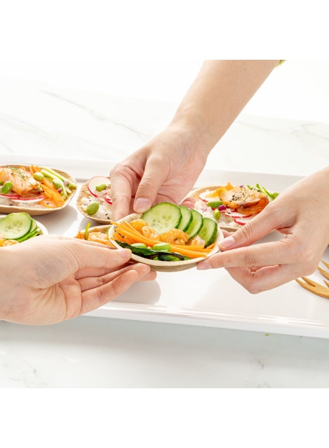 Restaurantware Indo 4 Ounce Round Palm Mini Bowls, 100 Microwavable Palm Leaf Appetizer Bowls- Freezable, Sustainable, Areca Palm Leaf Deep Bowls, Oven-Ready, For Hot & Cold Foods - Image 5