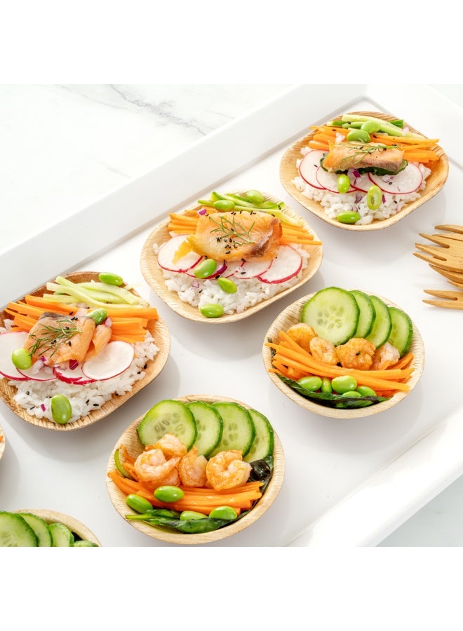 Restaurantware Indo 4 Ounce Round Palm Mini Bowls, 100 Microwavable Palm Leaf Appetizer Bowls- Freezable, Sustainable, Areca Palm Leaf Deep Bowls, Oven-Ready, For Hot & Cold Foods - Image 4