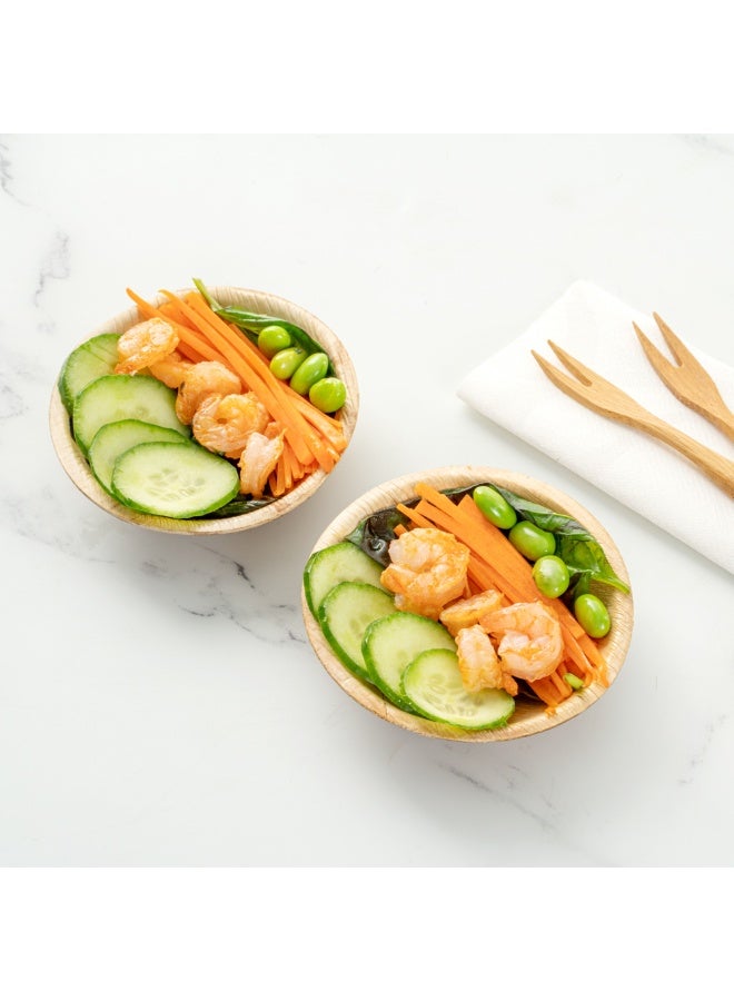 Restaurantware Indo 4 Ounce Round Palm Mini Bowls, 100 Microwavable Palm Leaf Appetizer Bowls- Freezable, Sustainable, Areca Palm Leaf Deep Bowls, Oven-Ready, For Hot & Cold Foods - Image 3